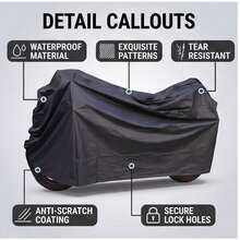 1-Pack Heavy-Duty EVA Motorcycle/Bike Cover Waterproof UV-Resistant Snowproof Fits Most Models, Black, Outdoor Vehicle Protection, Stylish Motorcycle Cover, UV-Blocking Cover - Multicolor - View 9