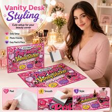 Vanity Surface Sticker With Smoothing Card, Desktop Sticker Label For Makeup Desk And Office Use, Cute Table Decorative Sticker Sheet, 14 * 21 Cm Beauty Desk Styling Sticker - 1 - View 8