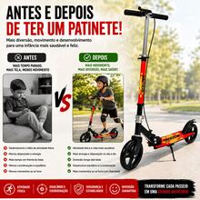 Patinete Infantil Dobrável com Rodas Grandes e Freio no Guidão 3 Regulagens de Altura Segurança e Estabilidade Scooter Infantil Criança Menino Menina Presente Passeio ao Ar livre Registro Inmetro Preto e Vermelho - Preto - Visão 6