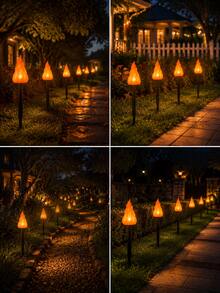 2/4pcs Solar LED Flame Torch Ground Stake Light, Flickering Flame Solar Garden Light, Outdoor Waterproof Landscape Pathway Lamp, Decorative Lawn Yard Patio Light, Camping Party Holiday Garden Decoration, Step Walkway Lighting, IP44 Weather Resistant - Warm Light - View 10
