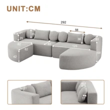 Modular Sofa With Sleeper Function, Cloud Couch, Chenille, Black - 灰色四座 - 查看 2