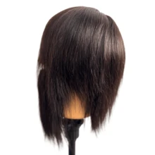 Male 100% Human Hair Mannequin Head With Beard Wig Stand For Hairdressers Salon Hairdressing Male Training Heads Manikin With Toolkit - Natural Black - View 7