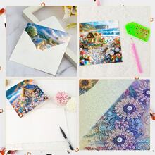 6pcs Diamond Painting Greeting Card Set, Butterfly, Seashell, House, Flower Patterns, Paper Material With Partial Mosaic Craft, Holiday Greetings For Friends And Family, Banquet Handwritten Blessing Cards, Anniversary Message Cards - 6Pcs - View 8