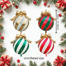 4pcs Christmas Bow Aluminum Foil Hanging Ball Set, Red, Green, Gold, Multicolor Optional, Festive Color Scheme, Suitable For New Year, Christmas Home Decor, Yard Decor, Party Decor, Holiday Decor - 4-pack Bow Hanging Ornaments - View 14