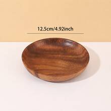 One Acacia Wood Round Dinner Plate Christmas Gift - Brown - View 13