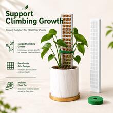 High Plastic Moss Pole Plant Climbing Support Stake For Potted Plants And Ivy, 60CM Climbing Pole (2pcs + 1 Hook And Loop Strap) - C - View 2