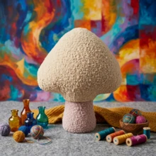 Cute Teddy Mushroom Plush Pillow, Soft Mushroom Stuffed Room Decor 17 - 15/ 11 - 9 (M/S) - Apricot - View 1