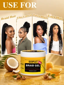 Goiple Braiding Gel & Braiding Shampoo, Waterless Braiding Shampoo, No-Rinse Shampoo For Removing Buildup, Strong Hold Braiding Gel, Smooth & Nourishing, Anti-Frizz Hair Styling Cream, Suitable For Dreadlocks, Braids, Twists, Extensions, Dreadlocks (2pcs Set) - Travel Size - View 8