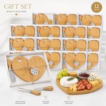 12 Sets Heart Shaped Acacia Wood Cheese Board With Knives, Mini Charcuterie Board Gift Box, Charcuterie Supplies Wooden Tray Bridal Shower Favors, Ideal For Wedding, Birthday, Valentine's Day & Christmas, Perfect Thank You Gifts For Guests. - View 7