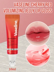 Vaseline 櫻桃紅豐盈果凍唇彩 10ml，保濕豐唇唇部護理，含 4 倍玻尿酸與三肽，水晶按摩頭，SPF15，玫瑰粉色調，撫平唇紋並促進膠原蛋白，輕盈不黏膩果凍配方 - 櫻桃紅 - 查看 10