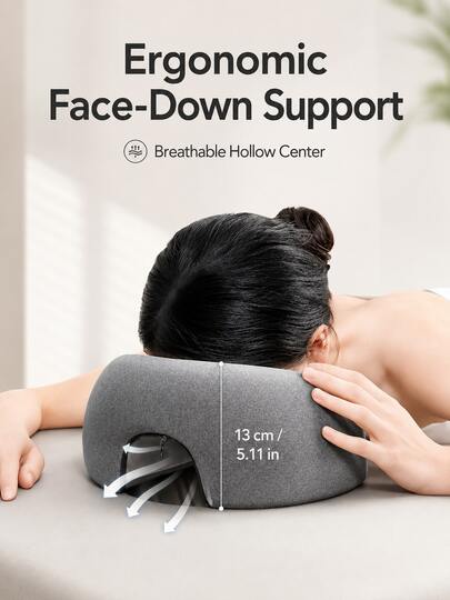 1pc Soft Facial SPA Pillow, O-Shaped Massage Pad, Zipper Closure, Machine Washable Fabric, Comfortable And Relaxing For All Seasons, Supportive Cushion Structure, Skincare Accessory For Facial SPA, Home SPA, Daily Beauty, Self-Care, Labor Day
