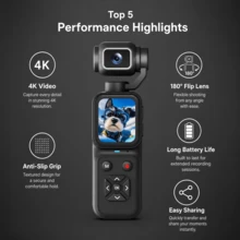 4K Ultra HD Video Recording 1.69-Inch Display 180° Up-Down Flip Video And Photo Capture Record Life Anytime, Anywhere Essential For Beginners Multiple Color Options (Black, White, Pink, Orange) - View 4