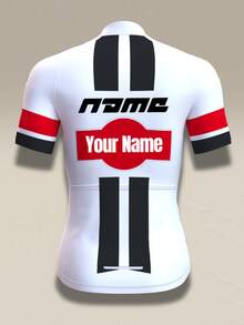 Jersey Sepeda Pria Custom, Kemeja Sepeda Warna Putih Blok, Atasan Sepeda Bergaris dengan Logo Tim yang Dipersonalisasi - Putih - View 4