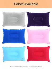 Flocked PVC Rectangular Inflatable Pillow, Multi-Color Portable Foldable Travel Cushion, Quick Inflation Soft Headrest, Suitable For Camping, Airplane, Commuting, Office Nap And Outdoor Use - Multicolor - View 8