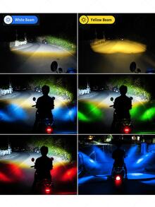 GLANBERT 12-80V 摩托車輔助頭燈 LED 聚光燈，額外聚光燈，通用於電動摩托車/自行車 - 對裝+開關 - 查看 7