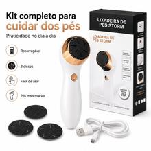 Lixa Pés Storm Recarregável  USB Removedor de Calos Premium - Branco - Visão 6