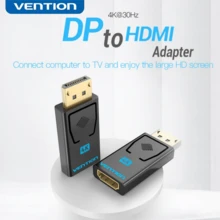 VENTION DisplayPort To HDMI Adapter 4K@30Hz, DP Male To HDMI Female Video Converter, Gold-Plated Plug & Play Adapter For Laptop, Monitor, HDTV, Large Screen - View 1