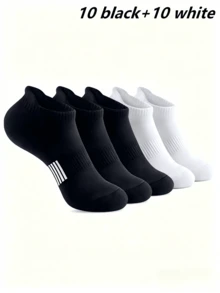 20/10 Pairs Minimalist Unisex Socks, Comfortable Casual All-Season Versatile Couple Short Socks, Available In 1/5/10/20/30 Pairs - Multicolor - View 16