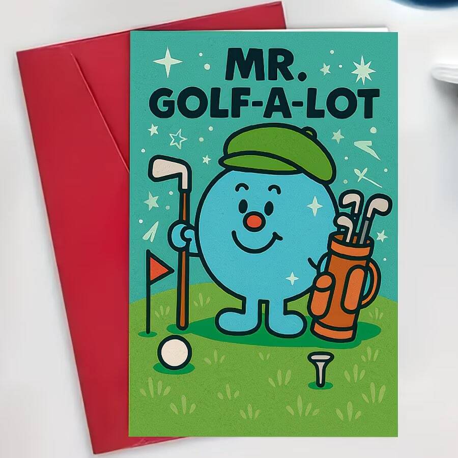 A Mr. Golf-A-Lot Birthday Card - A Humorous Golf-Themed Card With An Envelope, Featuring A Cute Golfer Design - The Ideal Gift For Golf Enthusiasts, Perfect For Birthdays, Anniversaries, Or Golf Tournament Decorations - No Batteries Required