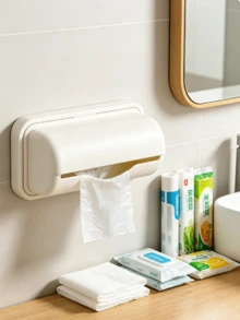 1pc/3pcs Detachable Trash Bag Dispenser, Wall-Mounted Plastic Bag Storage Rack, Suitable For Kitchen And Bathroom, No-Drill Installation Trash Bag Holder - Multicolor - View 6