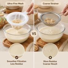 1pc Ultra-Fine Nylon Soy Milk Strainer, Reusable Long Handle Kitchen Filter Bag, Fine Mesh Strainer, Suitable For Soy Milk, Juice, Nut Milk, Tea, Fruit Pulp And Residue Filtration, Wide Edge Deep Filter Bag, Easy To Clean Daily Kitchen Tool - White - View 5