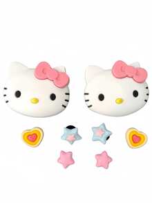 SANRIO 8pcs Cute Hello Kitty Shoe Charms - Multiple Designs Including Heart, Bow, Cat Paw And "I Love You" Slogan, Pink Accessories Suitable For Sandals, Clogs, Bags, Bracelets - Perfect Gift For Friends, Sparkling Shoe Decor, Bracelet Accessories, Fun Design, Durable PVC Material, High Quality Decoration (Random Style) - Multicolor - View 7