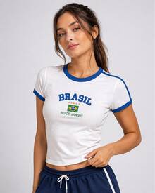 Women's Embroidered Brazil Shirt - 白色 - 查看 3