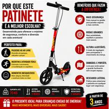 Patinete Infantil Dobrável com Rodas Grandes e Freio no Guidão 3 Regulagens de Altura Segurança e Estabilidade Scooter Infantil Criança Menino Menina Presente Passeio ao Ar livre Registro Inmetro Preto e Vermelho - Preto - Visão 5