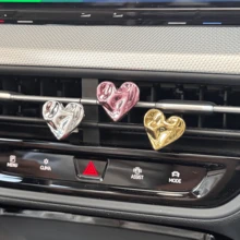 Ins Metallic Heart-Shaped Car Air Vent Clip Decor Interior Ornament - A - View 2