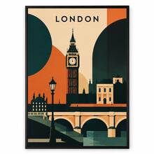 1pc Retro London Poster, Geometric City Landmark Wall Art Print, Unframed Matte Paper Poster For Bedroom Living Room Dorm Decor - 1PC - View 2