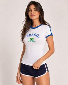 Women's Embroidered Brazil Shirt - 白色 - 查看 4