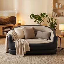 Inflatable Double Sofa, Suitable For Living Room, Reading Area, Bedroom, Lounge And Guest Room, Black Grey/Black Blue - Multicolor - View 1