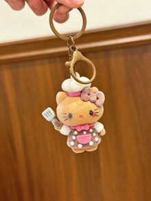 Sanrio 可愛 Hello Kitty 主廚植絨鑰匙圈吊飾，3D 卡通 KT Cat 可愛掛飾，適合包包、車鑰匙，女孩禮物 - 彩色 - 查看 15