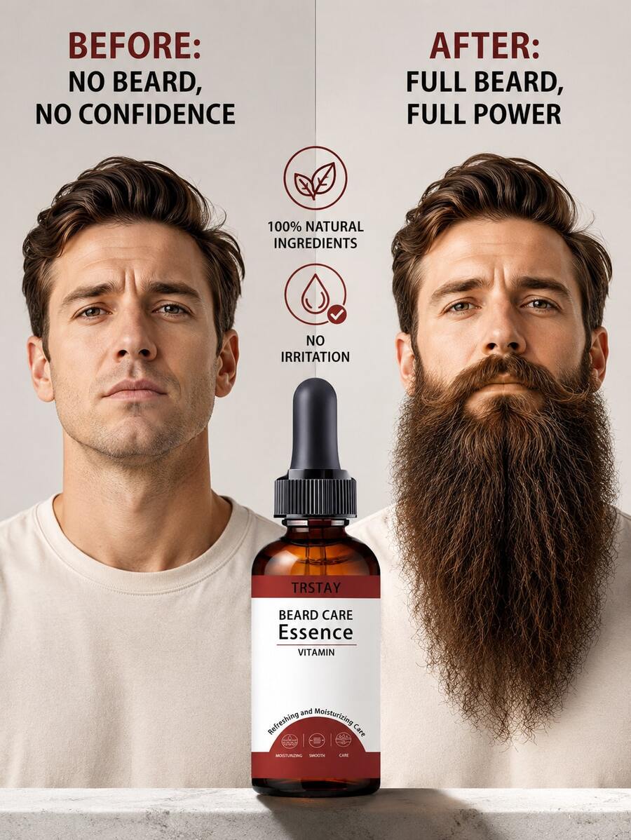 Beard Serum Hydration Lock Lightweight Gentle Non Greasy Fast Absorbing Soft Smooth Finish Daily Grooming Routine Travel Makeup Prep Gift Set - Multicolor - View 1