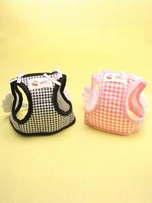 1 Set Cute Pink Plaid Rabbit Vest-Style Leash With Wing Decoration, Adorable And Fun Pet Leash (Suitable For Small Pets Only) - Multicolor - View 4