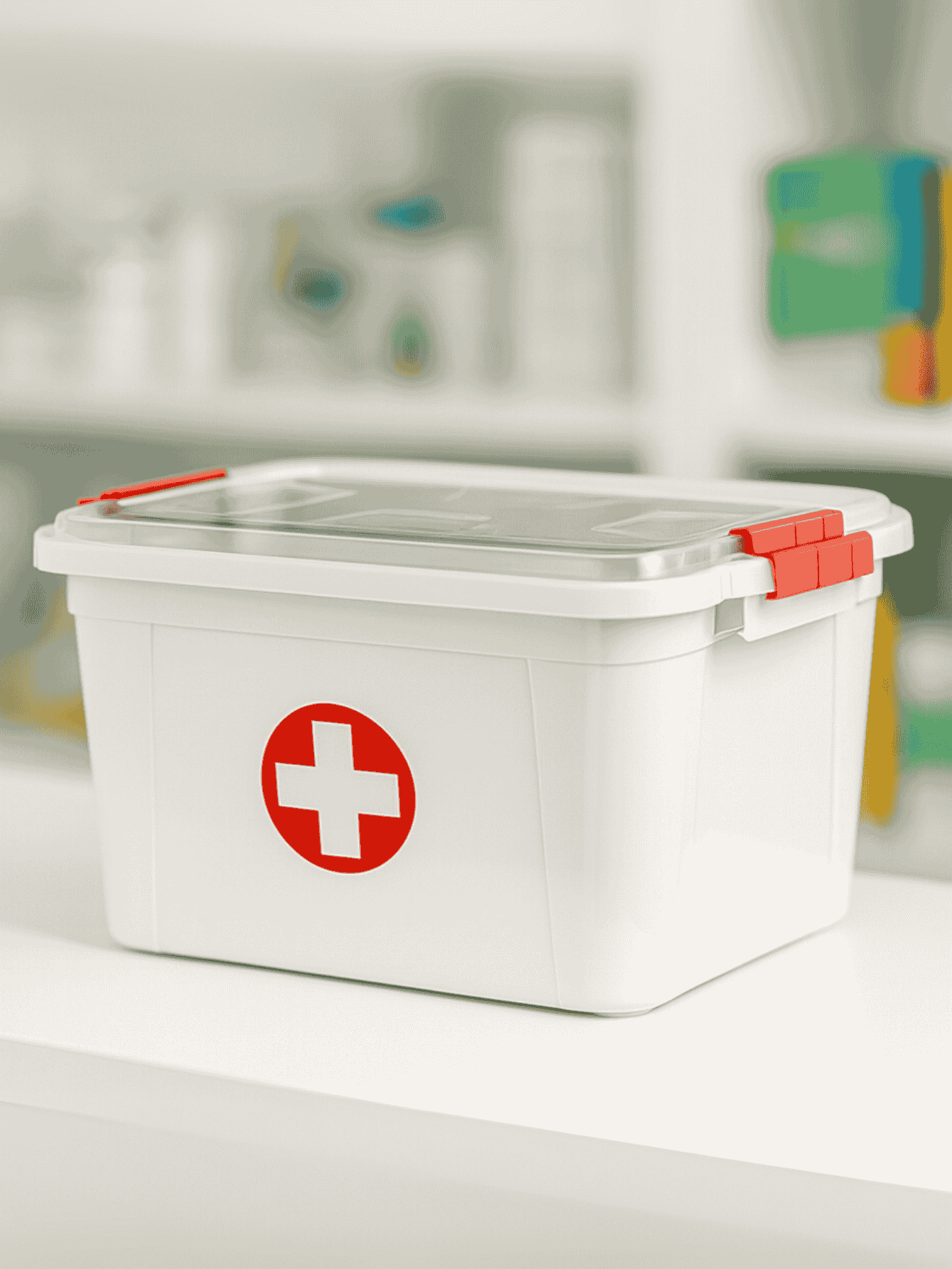 Caixa Organizadora Primeiros Socorros 5L com Tampa e Trava – Armazenamento para Kit de Emergências e Remédios