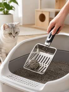 Stainless Steel Cat Litter Scoop, Large Deep Metal Litter Scooper With Wide Slotted Sifter And Ergonomic Long Handle, Durable Easy-Clean Pet Waste Shovel For Fast Clump Removal, Cat Litter Box Cleaning Tool For Kittens, Cats And Multi-Cat Homes - Multicolor - View 1