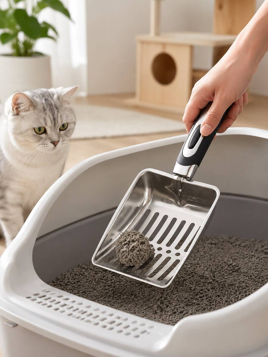 Stainless Steel Cat Litter Scoop, Large Deep Metal Litter Scooper With Wide Slotted Sifter And Ergonomic Long Handle, Durable Easy-Clean Pet Waste Shovel For Fast Clump Removal, Cat Litter Box Cleaning Tool For Kittens, Cats And Multi-Cat Homes - Multicolor - View 1