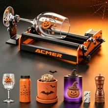 ACMER M2/M3/M4 雷射旋轉滾輪,4合1雷射雕刻機旋轉配件,直徑可調 4-138mm,閉環皮帶驅動,兼容 LightBurn 與 LaserGRBL,適用於杯子、戒指、球體、棒球棒及圓柱形物體雷射旋轉 Y 軸 - 查看 2
