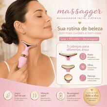 Massageador Facial 4d Elétrico 3 Em 1 Rosa Vibração Premium - Rosa chiclete - Visão 8