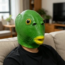 1 buah Topeng Monster Kepala Ikan Hijau, Penutup Kepala Lucu untuk Seluruh Wajah, Kostum Kepala Ikan Hijau, Mainan Prank - Beraneka warna - View 4