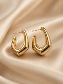 1 Pair Elegant Design 3D Angular Square Stud Earrings For Women, Party ...