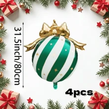 4pcs Christmas Bow Aluminum Foil Hanging Ball Set, Red, Green, Gold, Multicolor Optional, Festive Color Scheme, Suitable For New Year, Christmas Home Decor, Yard Decor, Party Decor, Holiday Decor - 4-pack Bow Hanging Ornaments - View 12