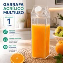 Garrafa Caixa de Leite de Acrílico 500ml e 1 Litro Decorativa Transparente Organizador Bebidas Suco Milk Geladeira - Visão 3
