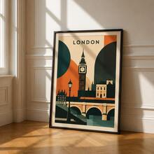 1pc Retro London Poster, Geometric City Landmark Wall Art Print, Unframed Matte Paper Poster For Bedroom Living Room Dorm Decor - 1PC - View 3