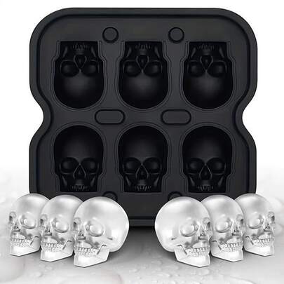 Panini Khuôn đúc 3D đầu lâu phong cách retro bằng silicone, 6 ngăn, linh hoạt, tái sử dụng được, dụng cụ tạo hình thủ công DIY làm đồ trang trí mini để bàn phong cách Gothic từ nhựa resin, sáp và thạch cao