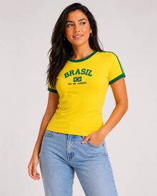 Women's Embroidered Brazil Shirt - 黃色 - 查看 2