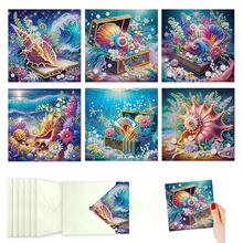 6pcs Diamond Painting Greeting Card Set, Butterfly, Seashell, House, Flower Patterns, Paper Material With Partial Mosaic Craft, Holiday Greetings For Friends And Family, Banquet Handwritten Blessing Cards, Anniversary Message Cards - 6Pcs - View 16