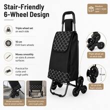 Folding Utility Cart With Built-In Seat, Storage Bag And Stair-Climbing Wheels - View 2