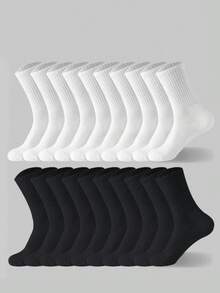 5 Pairs/10 Pairs/18 Pairs/20 Pairs Black & White Thick Men's Winter Socks, Fashionable, Casual, Comfortable, Suitable For Outdoor Sports, Running, Fitness, Compression Knee Socks, Business Casual Vacation, Black & White High-Top Socks, Christmas, Thanksgiving, New Year Holiday Gifts (Thick Style), Suitable For Foot Size (35-39/39-42) - Multicolor - View 8